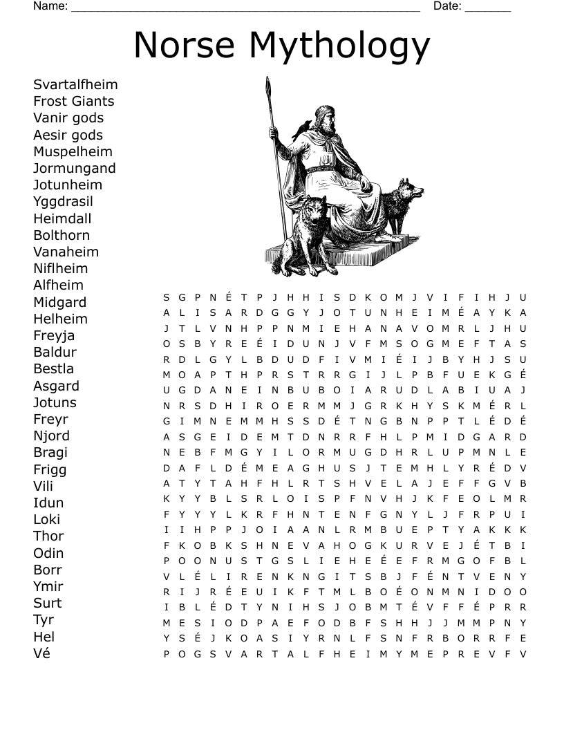 Norse Mythology Word Search WordMint Norse Mythology Word Search WordMint