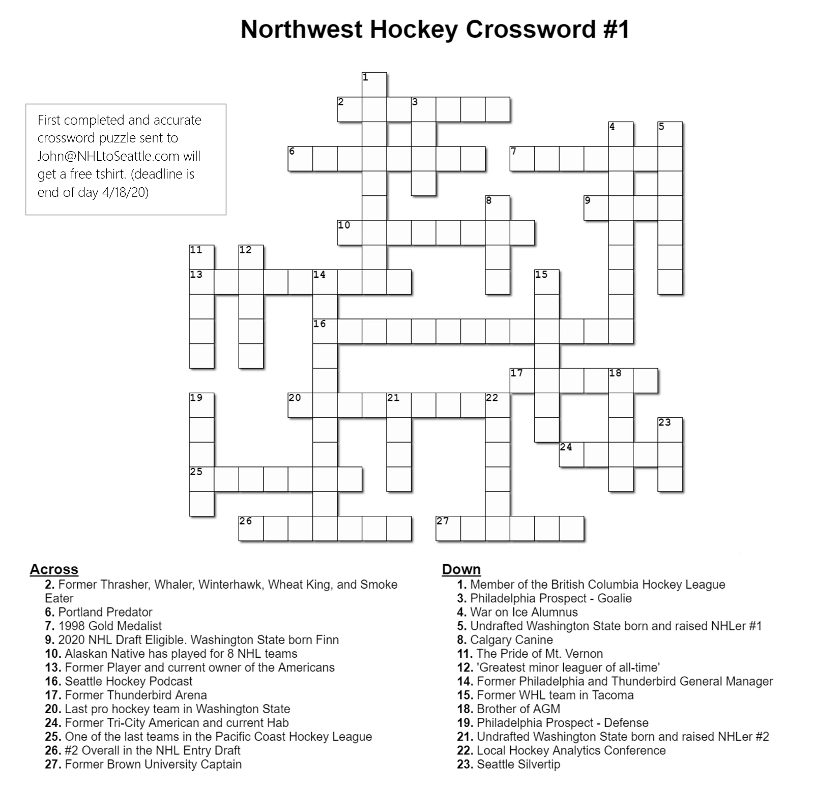 Ice Hockey Crossword Puzzles Printable Ice Hockey Crossword Puzzles Printable