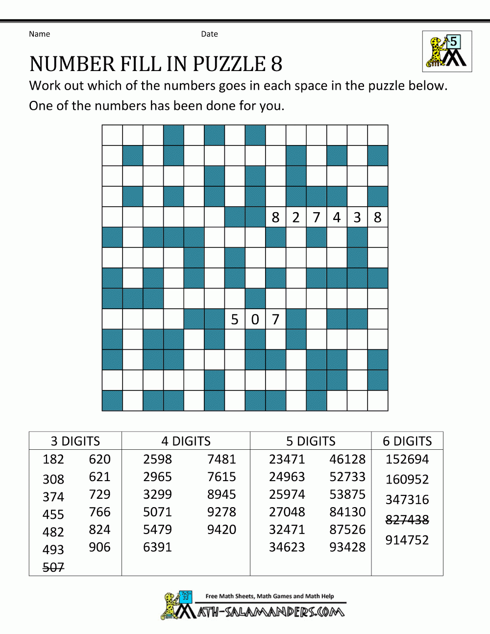 Number Fill In Puzzles Worksheets Library Number Fill In Puzzles Worksheets Library