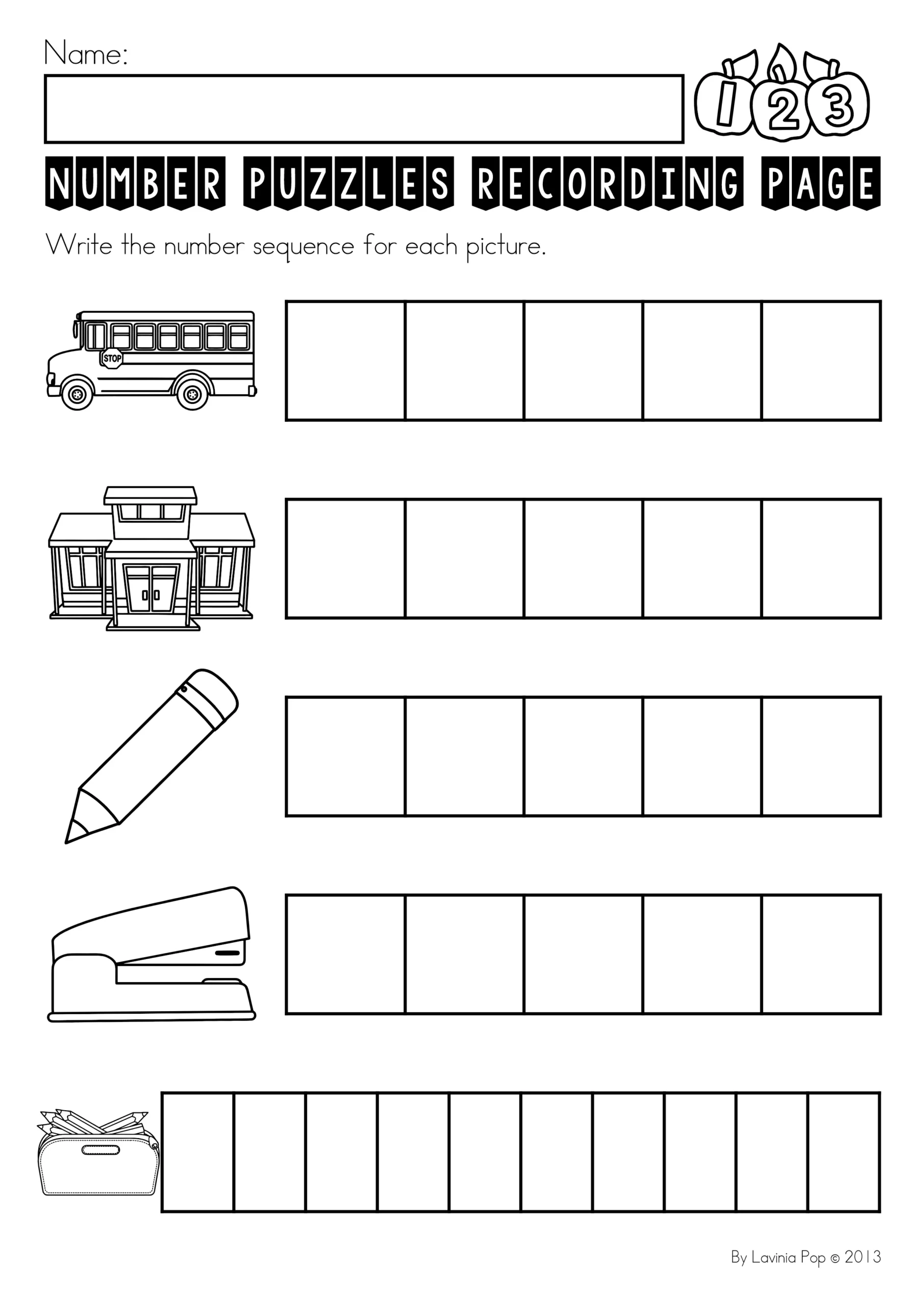 Number Puzzles 1 10 Printable Activity School Theme Number Puzzles 1 10 Printable Activity School Theme