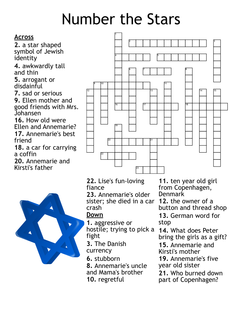 Number The Stars Crossword WordMint Number The Stars Crossword WordMint