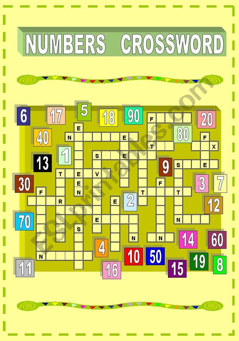 Numbers Crossword Puzzles Printable Numbers Crossword Puzzles Printable