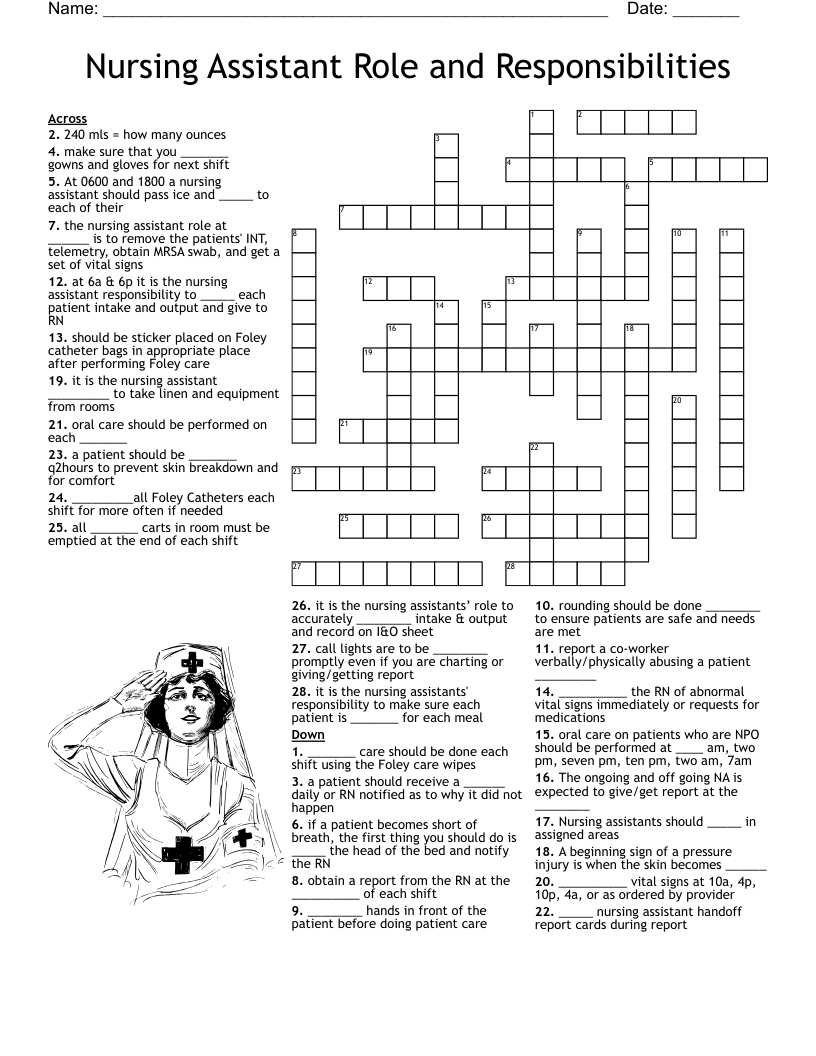Nursing Assistant Role And Responsibilities Crossword WordMint Nursing Assistant Role And Responsibilities Crossword WordMint