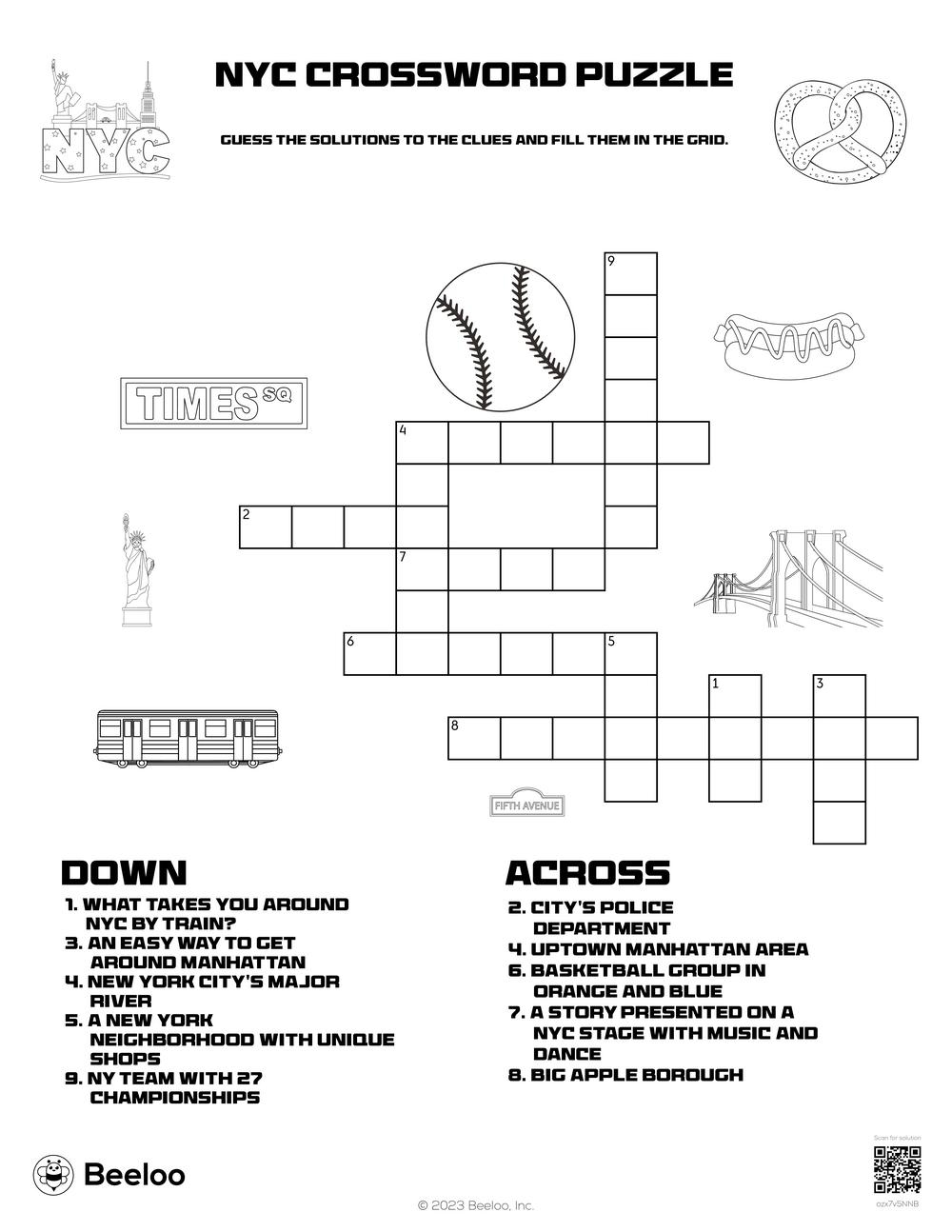 Printable Crossword Puzzles Music