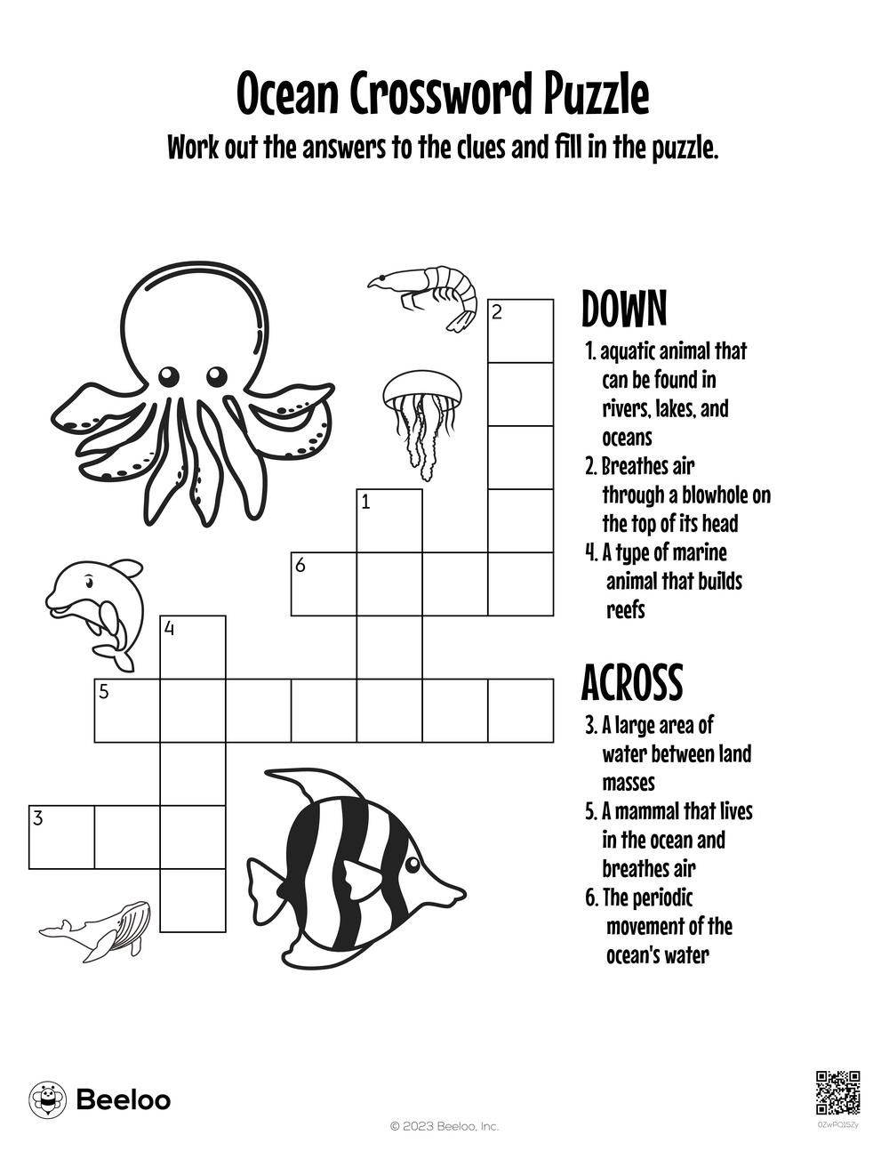 Ocean themed Crossword Puzzles Beeloo Printable Crafts And Activities For Kids Ocean themed Crossword Puzzles Beeloo Printable Crafts And Activities For Kids