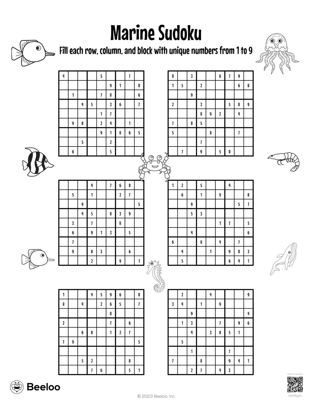ocean themed sudoku puzzles beeloo printable crafts and activities for kids ocean themed sudoku puzzles beeloo printable crafts and activities for kids