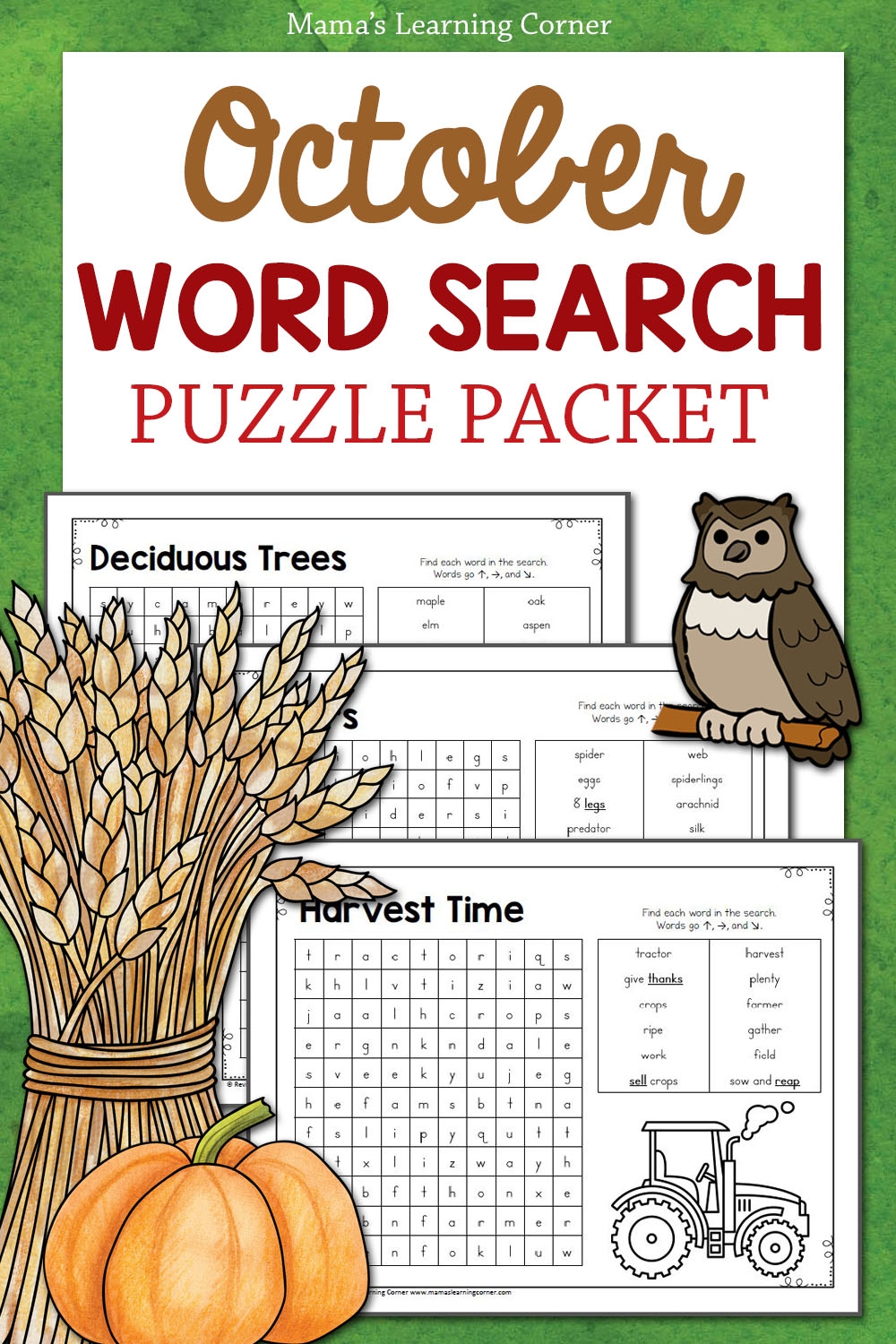 October Word Search Puzzle Packet Mamas Learning Corner October Word Search Puzzle Packet Mamas Learning Corner