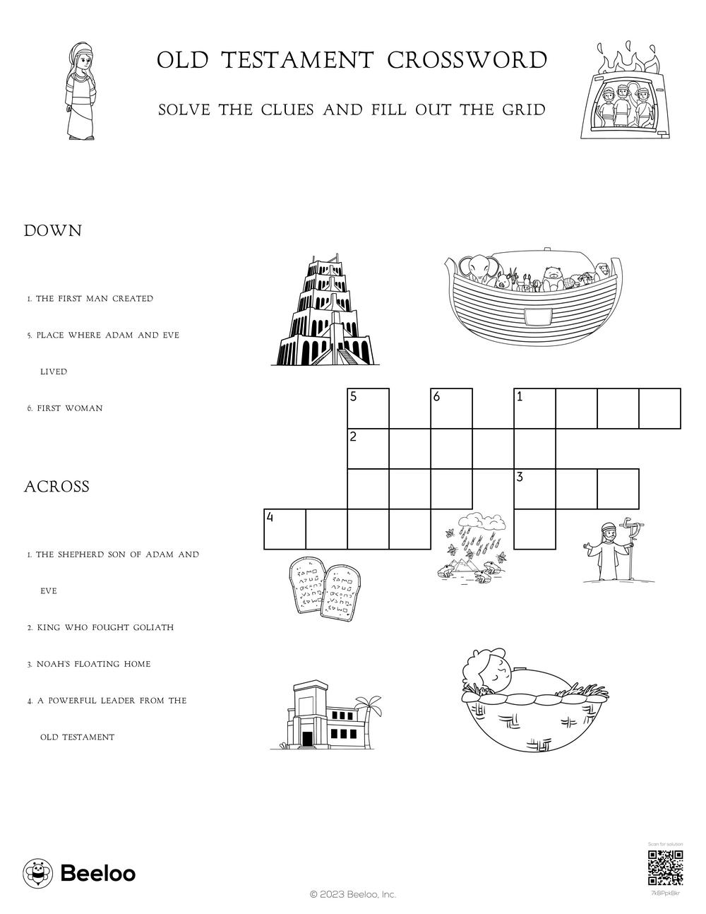 Old Testament themed Crossword Puzzles Beeloo Printable Crafts And Activities For Kids
