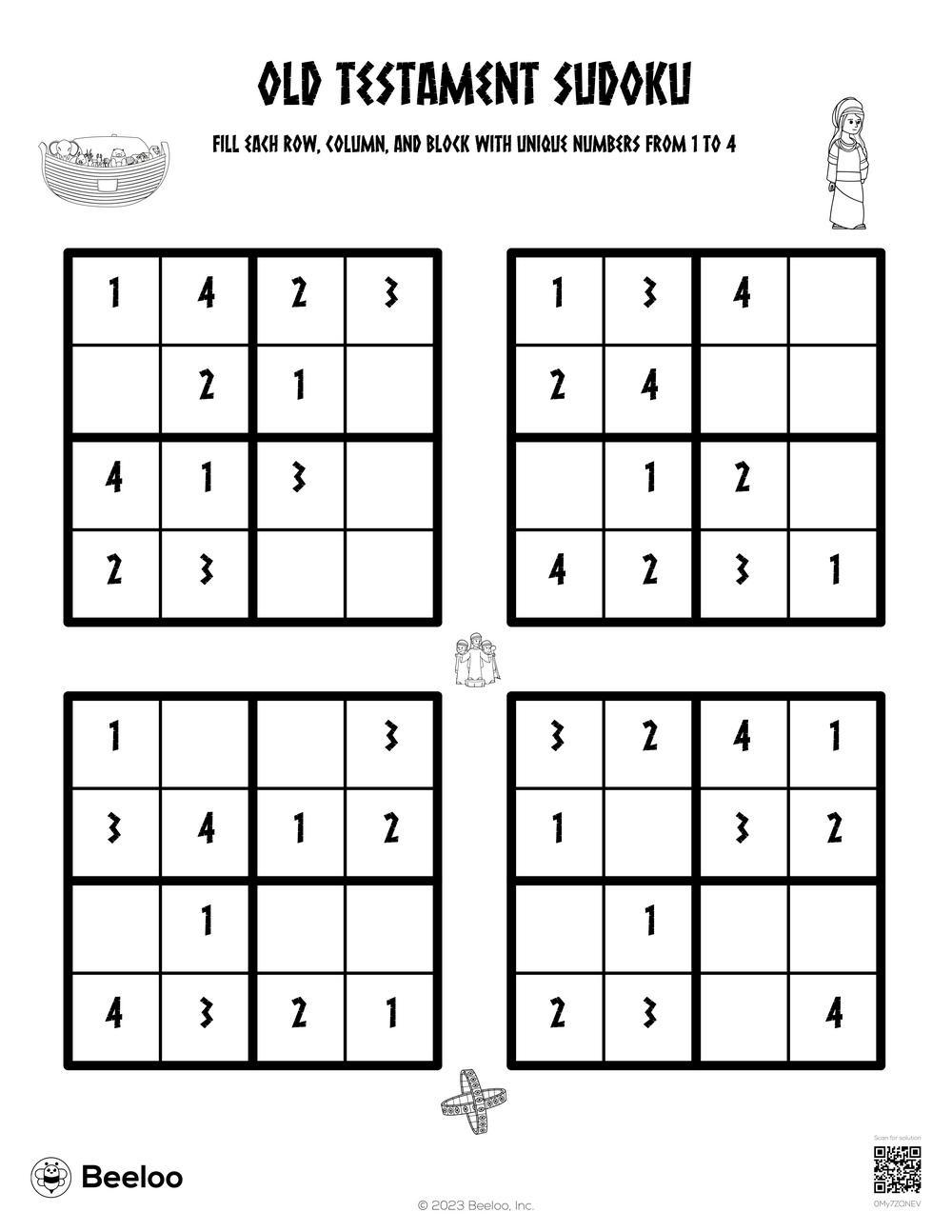 Old Testament themed Sudoku Puzzles Beeloo Printable Crafts And Activities For Kids Old Testament themed Sudoku Puzzles Beeloo Printable Crafts And Activities For Kids