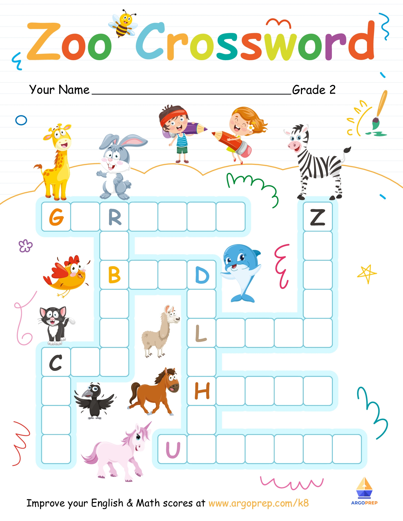 Printable Crossword Puzzles For 3rd Graders