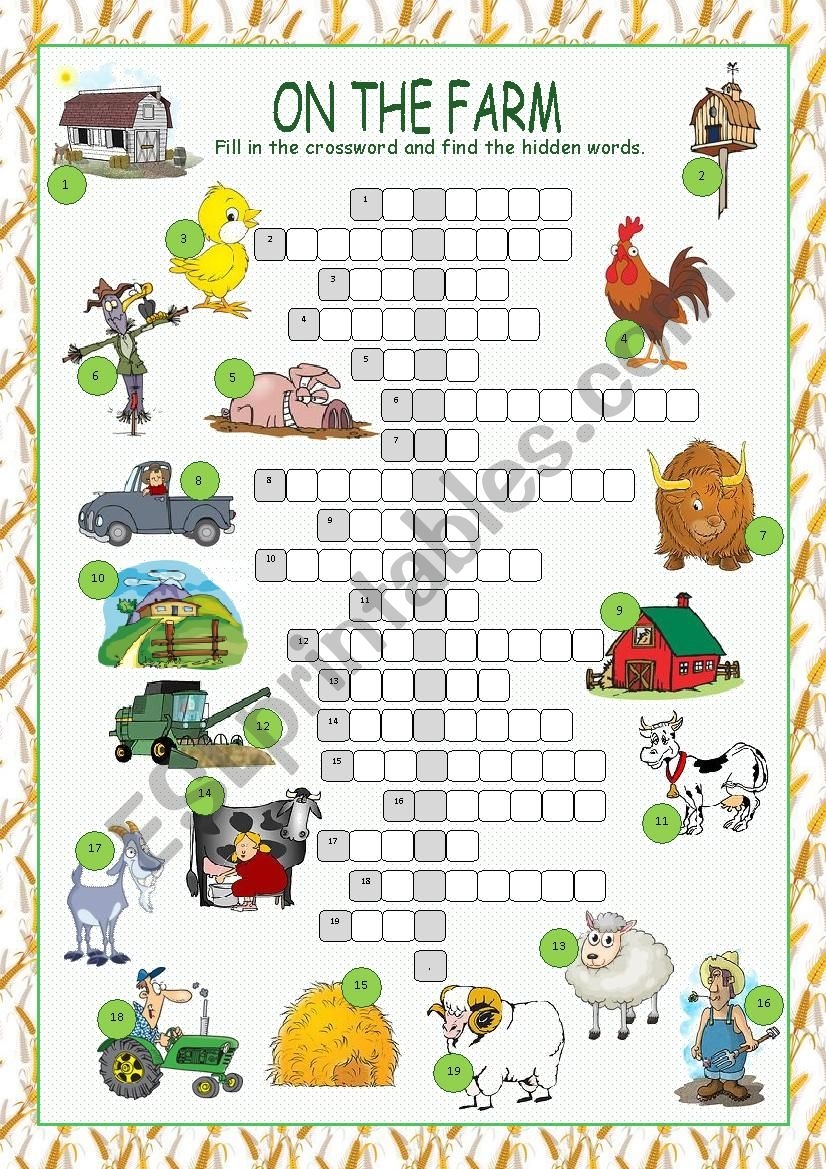 On The Farm Crossword Puzzle ESL Worksheet By Kissnetothedit On The Farm Crossword Puzzle ESL Worksheet By Kissnetothedit
