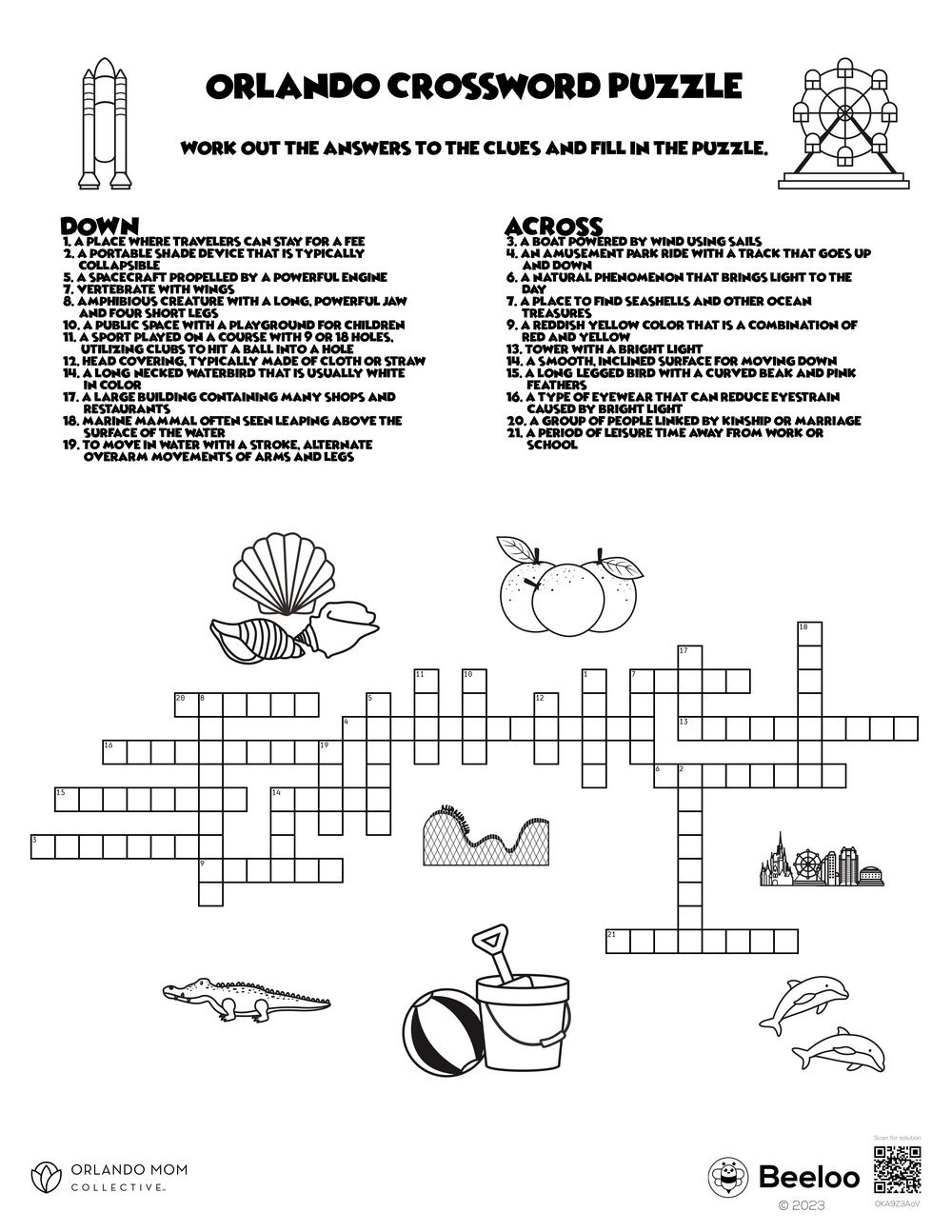 Orlando themed Crossword Puzzles Beeloo Printable Crafts And Activities For Kids Orlando themed Crossword Puzzles Beeloo Printable Crafts And Activities For Kids