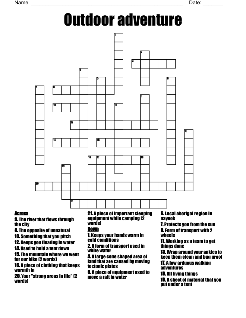 Bowhunting And Outdoor Crossword Puzzles Printable Bowhunting And Outdoor Crossword Puzzles Printable
