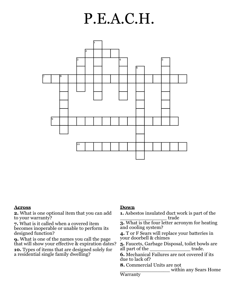 P E A C H Crossword WordMint P E A C H Crossword WordMint