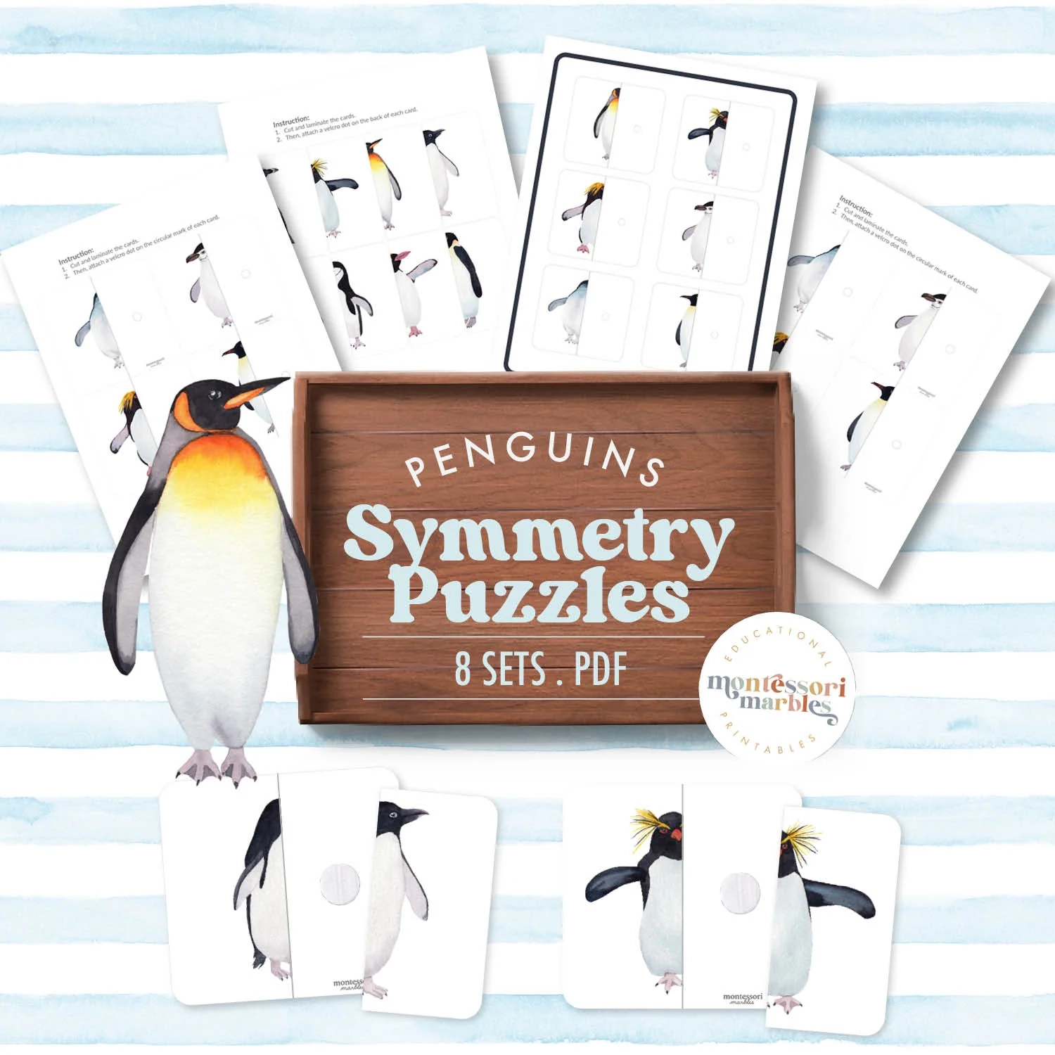 Penguins Symmetry Puzzles Montessori Printable Acitivities Montessori Marbles Penguins Symmetry Puzzles Montessori Printable Acitivities Montessori Marbles