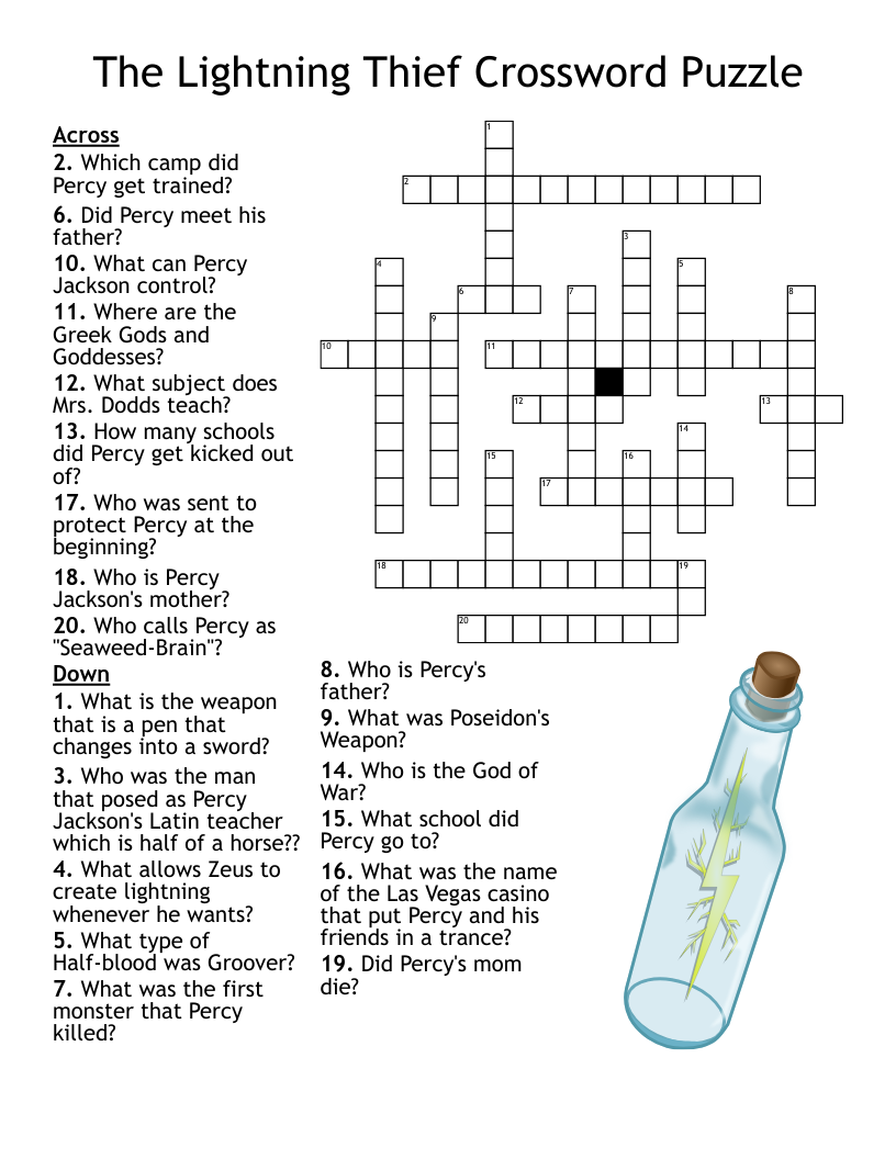 Percy Jackson Crossword WordMint Percy Jackson Crossword WordMint