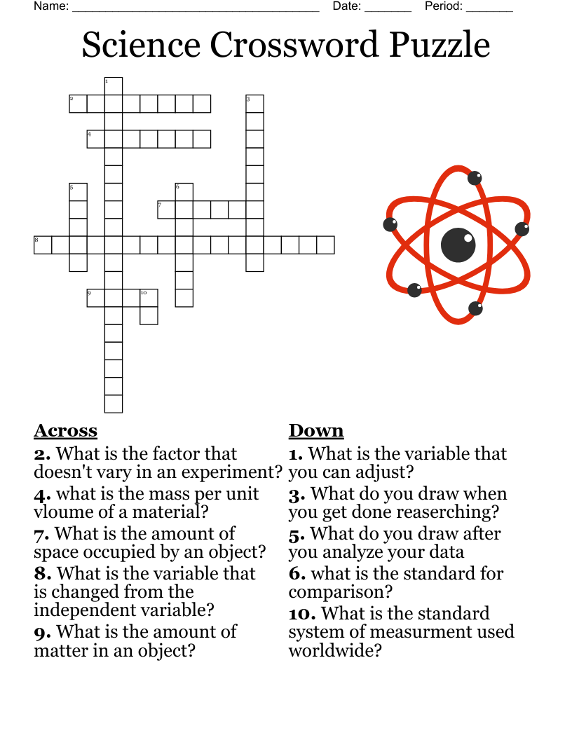 Physical Science Crossword Puzzle Project WordMint Physical Science Crossword Puzzle Project WordMint