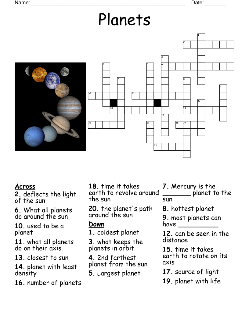 Planets Crossword WordMint Planets Crossword WordMint
