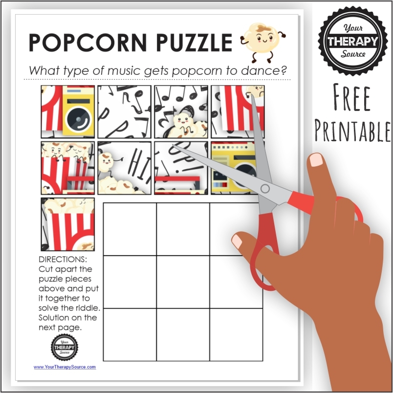 Popcorn Puzzle Free Printable Your Therapy Source Popcorn Puzzle Free Printable Your Therapy Source