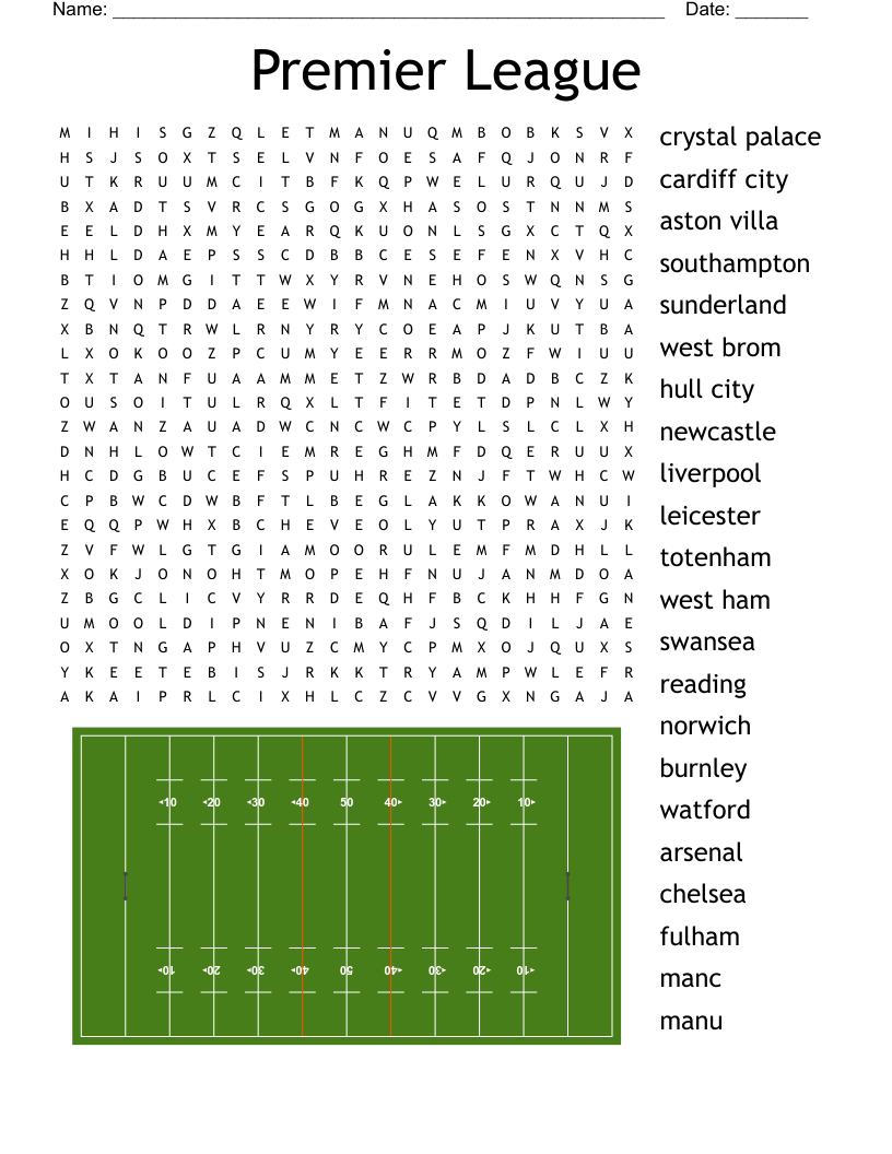 Premier League Crossword WordMint Premier League Crossword WordMint