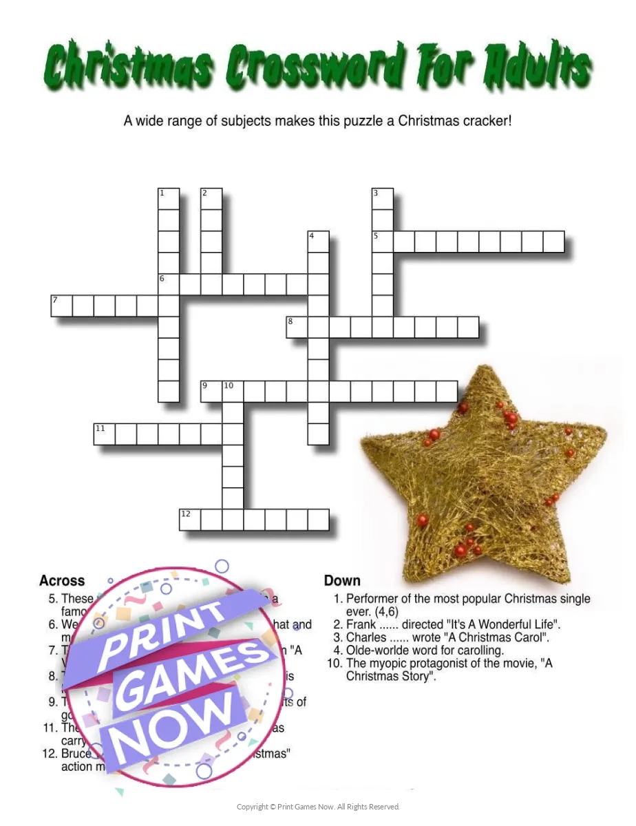 Printable Christmas Crossword Word Search Mazes Party Game Print Games Now Printable Christmas Crossword Word Search Mazes Party Game Print Games Now
