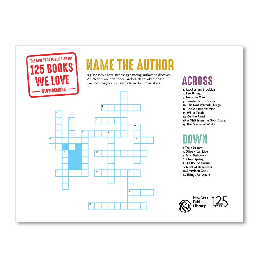 Printable Crossword Name The Author The New York Public Library Shop Printable Crossword Name The Author The New York Public Library Shop