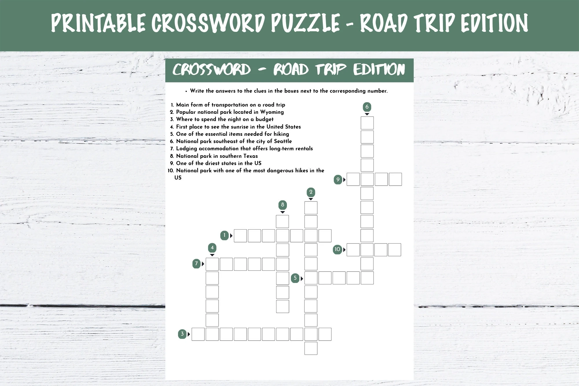 Printable Crossword Puzzle Road Trip Edition Etsy Printable Crossword Puzzle Road Trip Edition Etsy