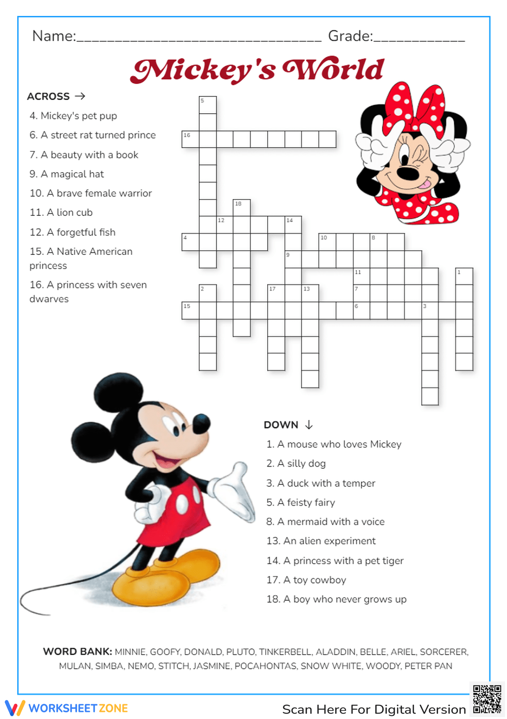 Printable Disney Crossword Puzzles Worksheets Download Printable Disney Crossword Puzzles Worksheets Download