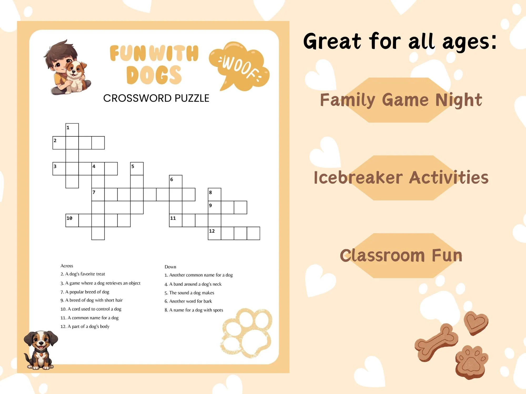Printable Dog themed Crossword Puzzle Canine Brain Teaser W answers Family Friendly Game Kids And Adult Wordplay Fun PDF File Digital Etsy Printable Dog themed Crossword Puzzle Canine Brain Teaser W answers Family Friendly Game Kids And Adult Wordplay Fun PDF File Digital Etsy