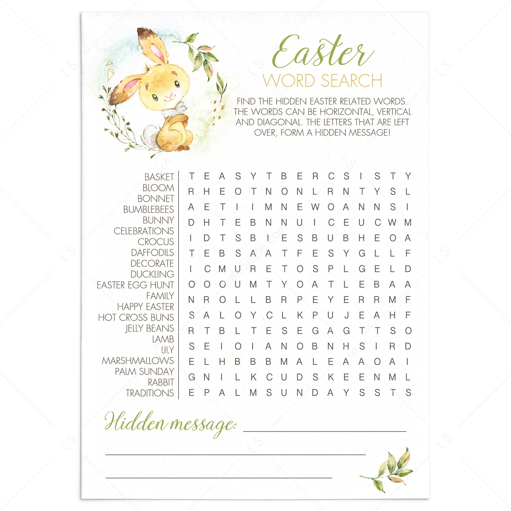 Printable Easter Word Search Game With Hidden Message Instant Download LittleSizzle Printable Easter Word Search Game With Hidden Message Instant Download LittleSizzle