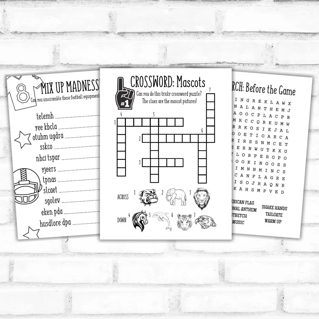 Printable Football Activity Book Digital Download The Game Day Family