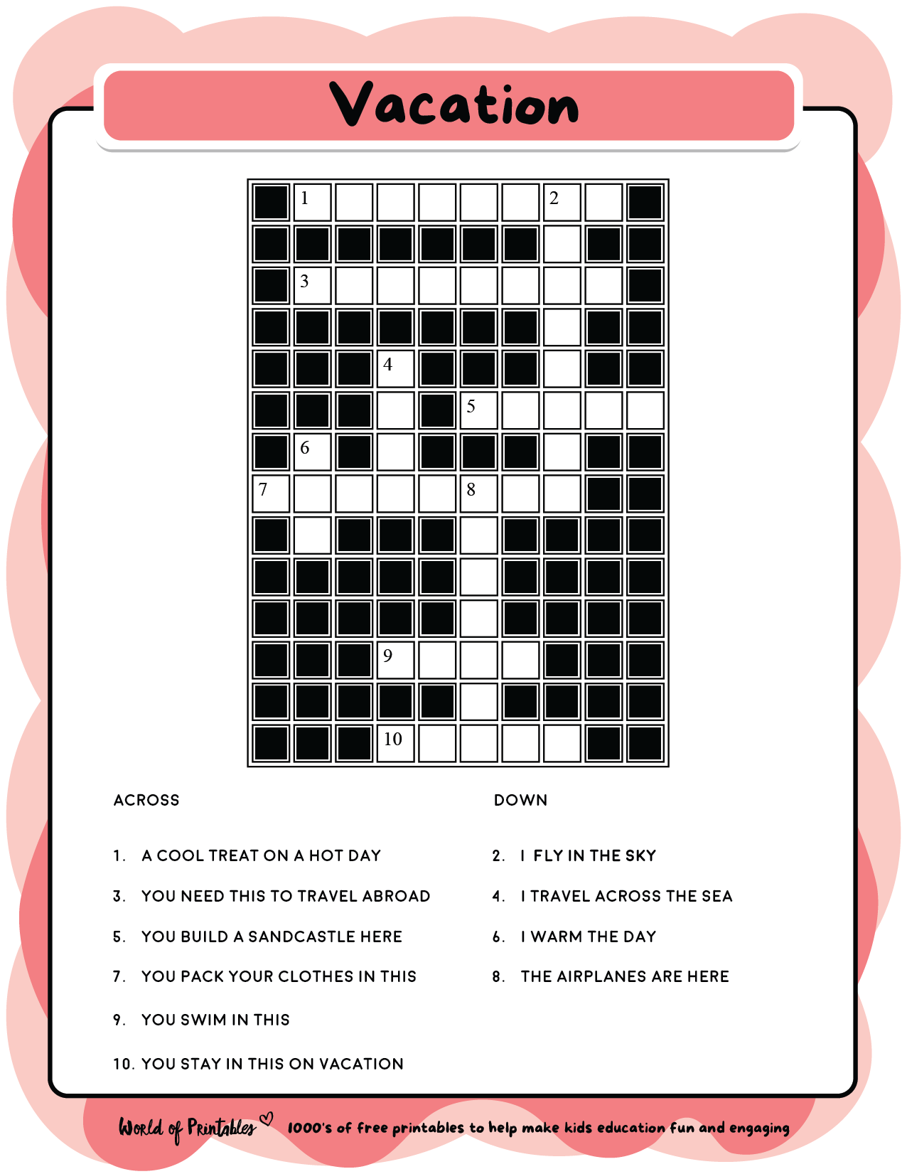 Printable Kids Crossword Puzzles World Of Printables Printable Kids Crossword Puzzles World Of Printables