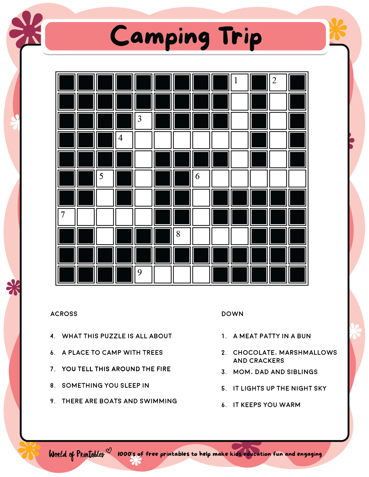 Printable Kids Crossword Puzzles World Of Printables Printable Kids Crossword Puzzles World Of Printables