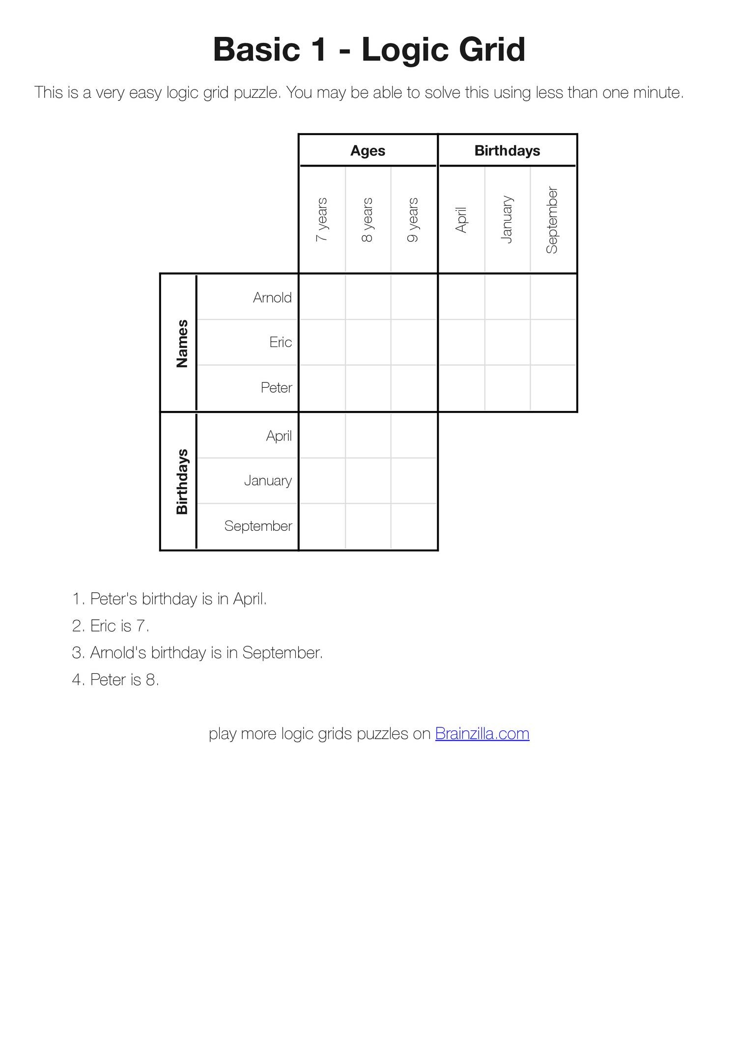 Printable Logic Puzzles Free Printable Logic Puzzles Free