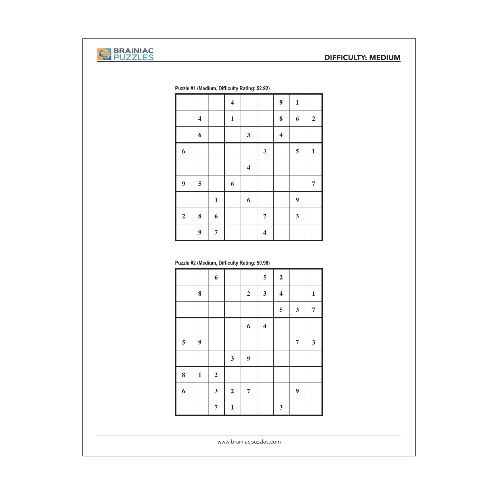 Printable Medium Sudoku Pack 432 Puzzles For Adults Volume 1 Brainiac Puzzles Printable Medium Sudoku Pack 432 Puzzles For Adults Volume 1 Brainiac Puzzles