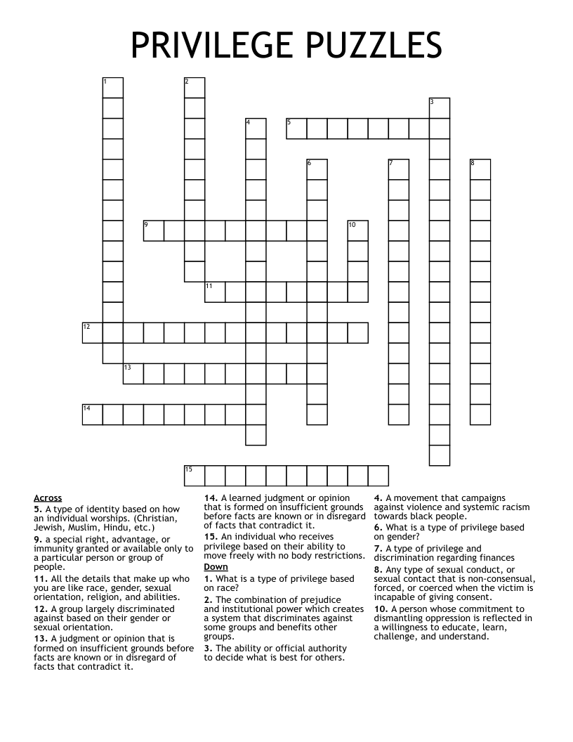 PRIVILEGE PUZZLES Crossword WordMint PRIVILEGE PUZZLES Crossword WordMint