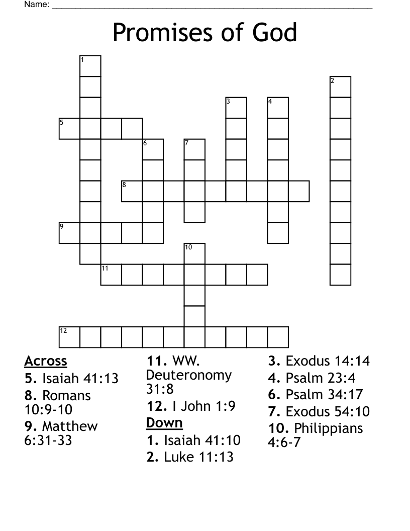 Promises Of God Crossword WordMint Promises Of God Crossword WordMint