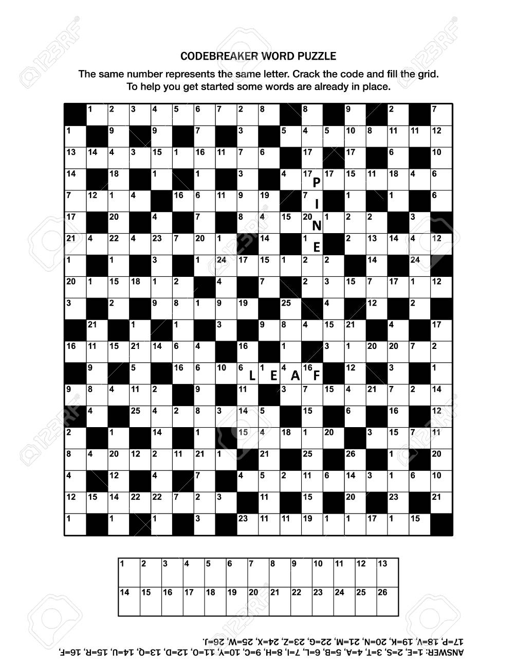 Puzzle Page With Codebreaker codeword Code Cracker Word Game Or Crossword Puzzle For Grown ups General Knowledge Some Words Already In Place Medium Level Answer Included Royalty Free SVG Cliparts Vectors And Stock Puzzle Page With Codebreaker codeword Code Cracker Word Game Or Crossword Puzzle For Grown ups General Knowledge Some Words Already In Place Medium Level Answer Included Royalty Free SVG Cliparts Vectors And Stock