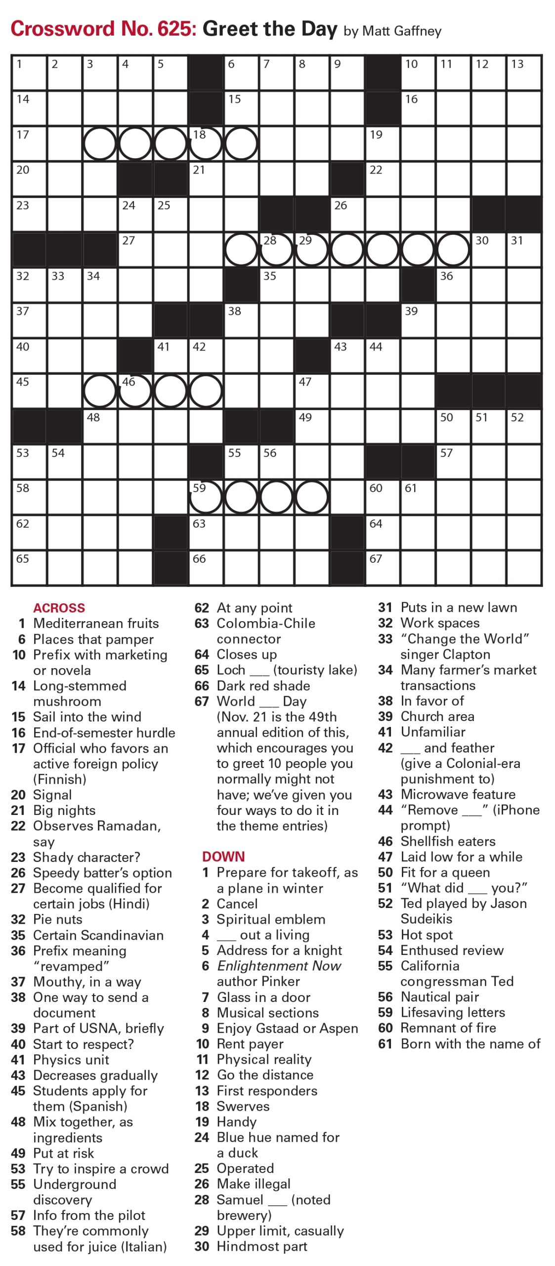 Themed Printable Crossword Puzzles
