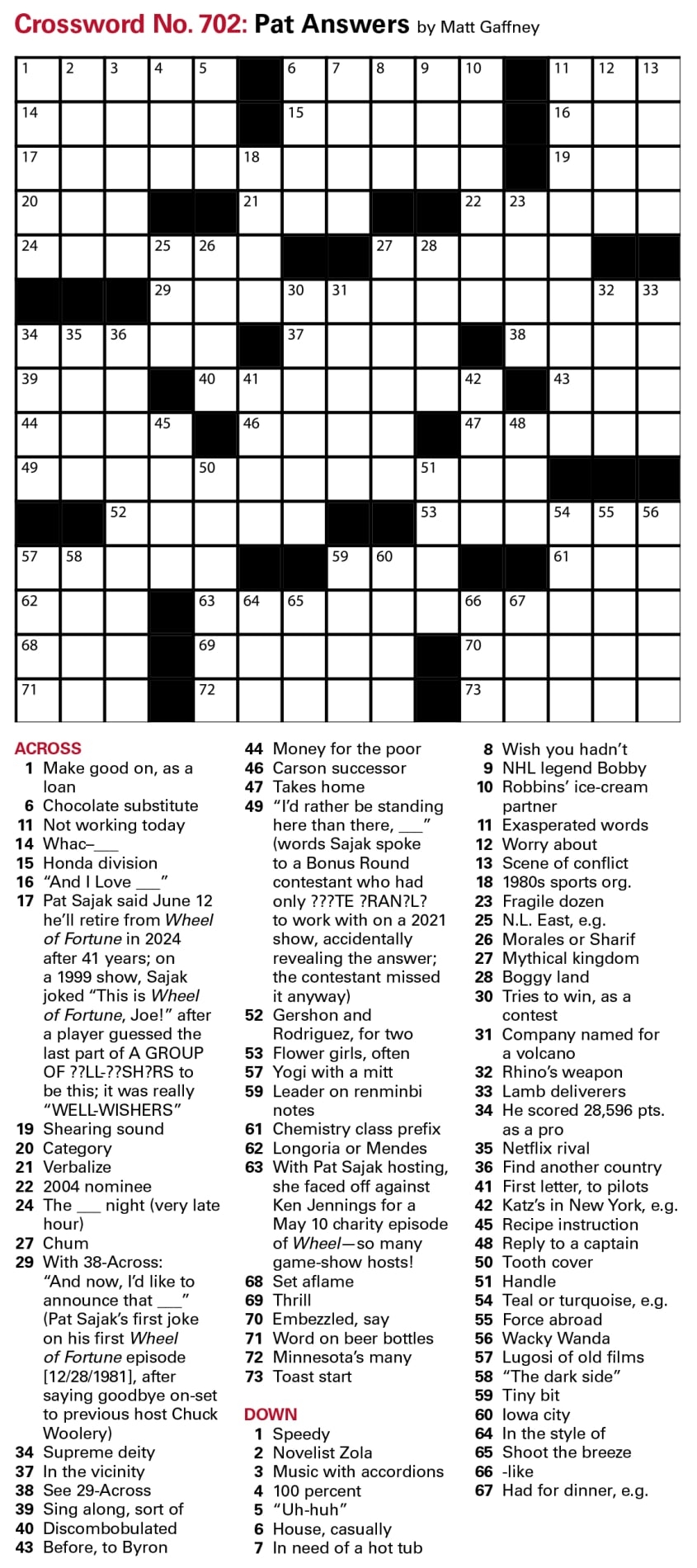 Puzzles Printable Crossword Issue June 30 2023