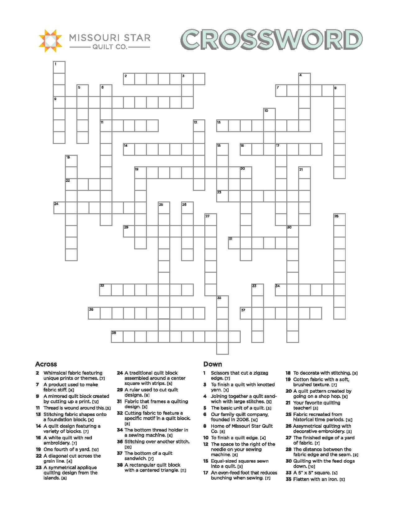 Quilting Crossword Missouri Star Blog Quilting Crossword Missouri Star Blog