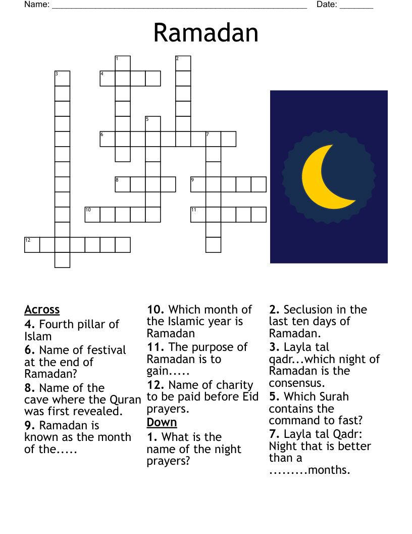 Ramadan Crossword WordMint Ramadan Crossword WordMint