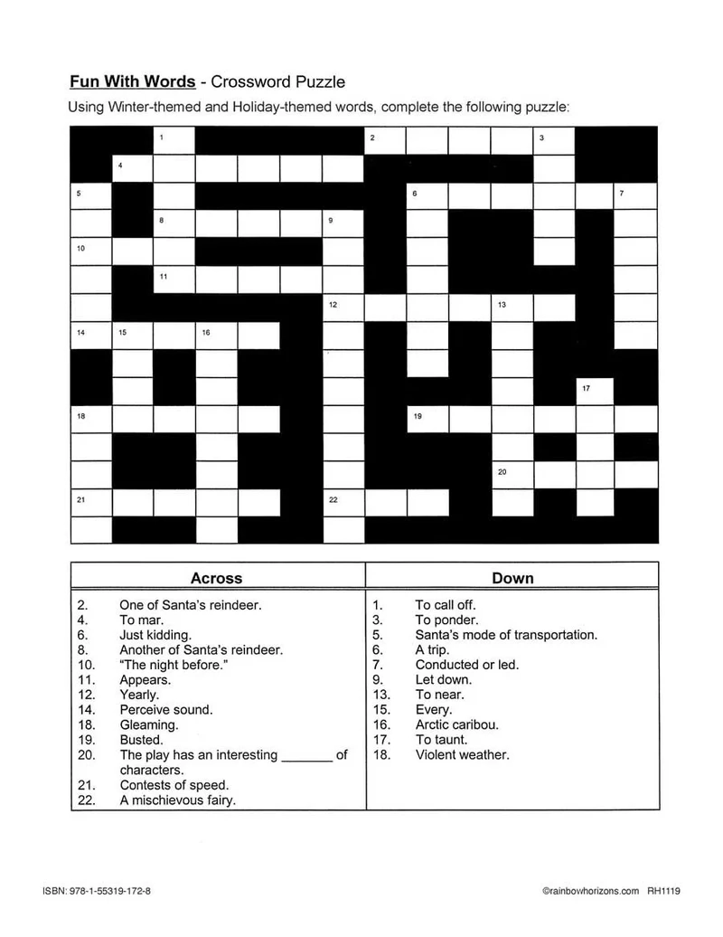 Reader s Theatre Holidays Crossword WORKSHEET CLASSROOM COMPLETE PRESS Reader s Theatre Holidays Crossword WORKSHEET CLASSROOM COMPLETE PRESS