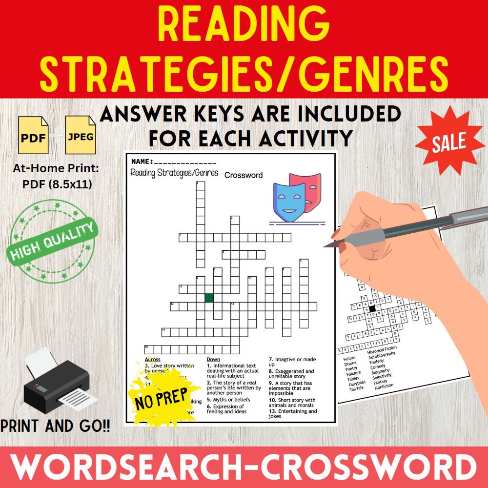 Reading Strategies Genres Word Search Crossword Made By Teachers Reading Strategies Genres Word Search Crossword Made By Teachers