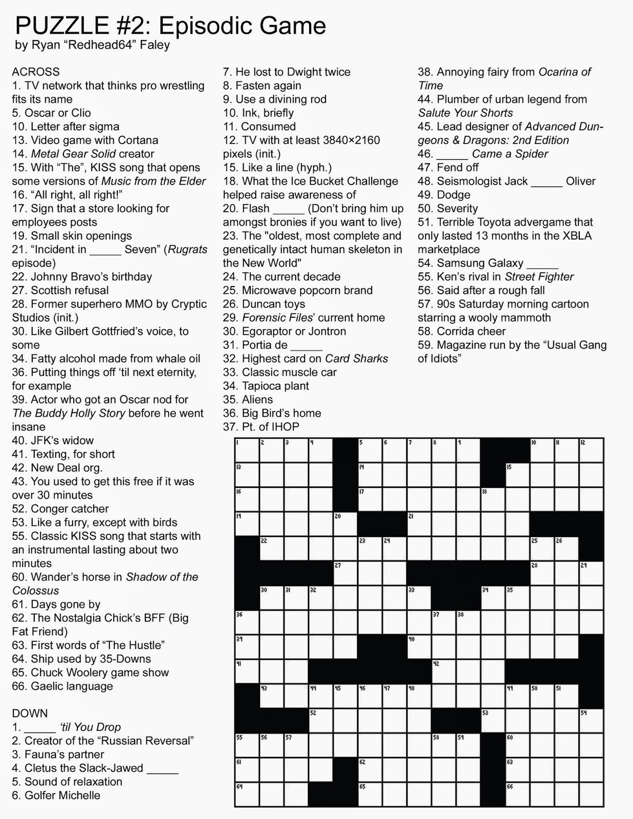 Free Printable Tv Crossword Puzzles
