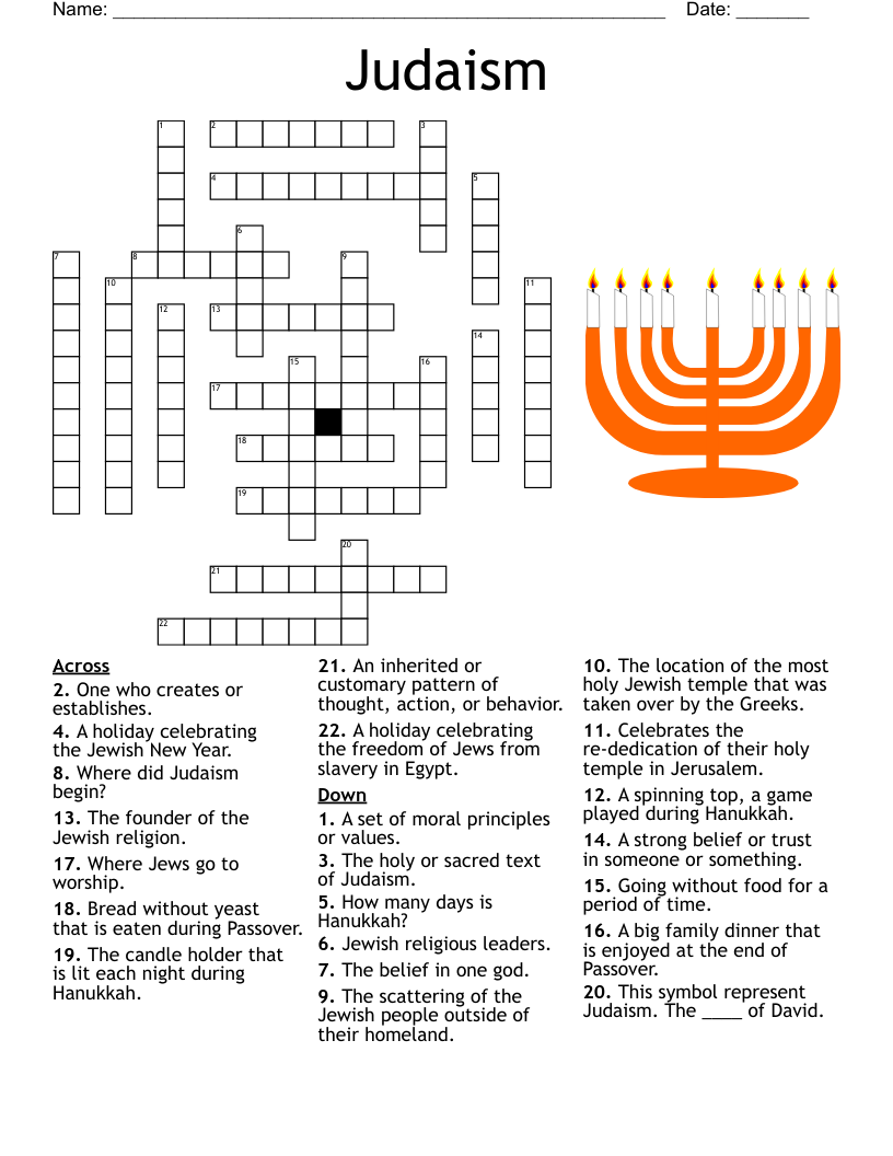 Religion Crossword Puzzles Printable