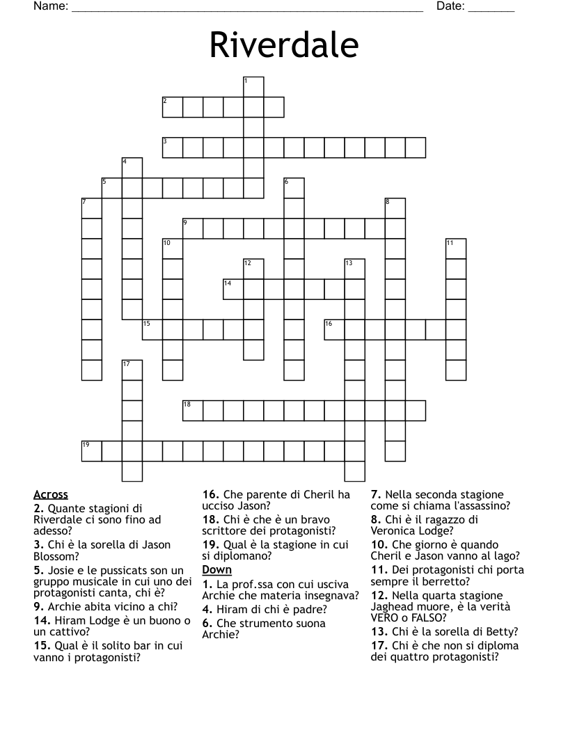 Riverdale Crossword WordMint