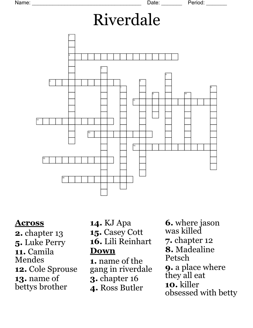 Riverdale Crossword WordMint