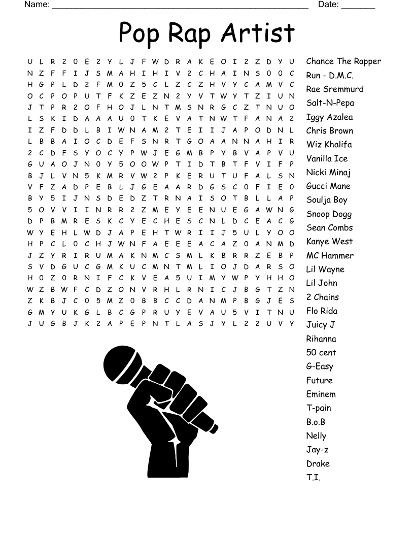 Rock Pop And Rap Crossword WordMint Rock Pop And Rap Crossword WordMint
