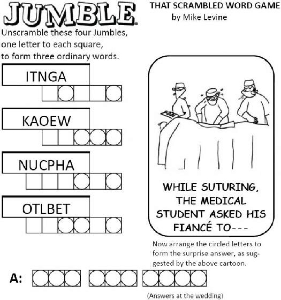 Printable Jumble Puzzles Printable Jumble Puzzles